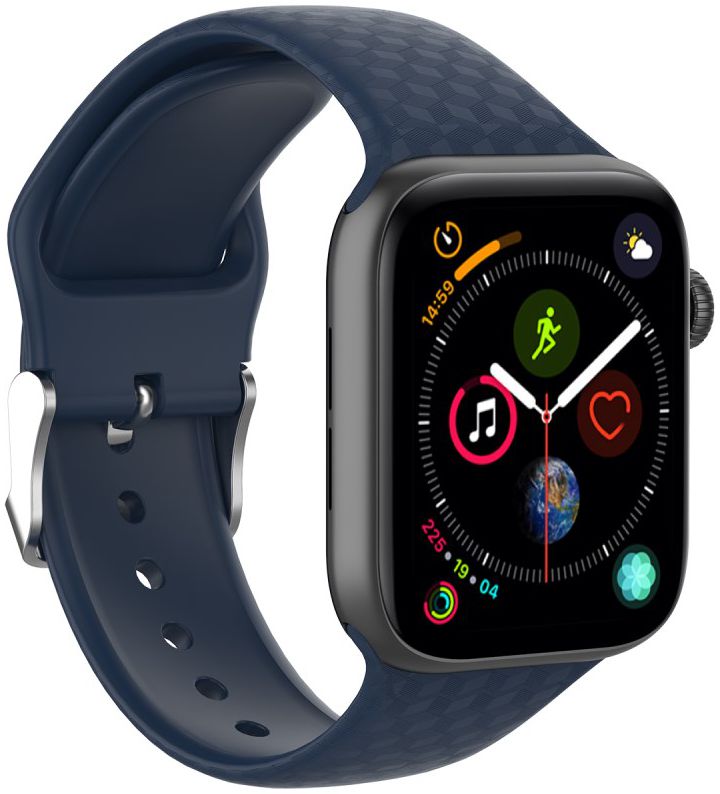Apple Watch 45MM / 44MM / 42MM Bandje Siliconen met 3D Diamant Textuur Blauw afbeelding 3
