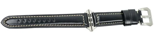 Apple Watch 45MM / 44MM / 42MM Bandje Duurzaam Echt Split Leer Zwart afbeelding 5