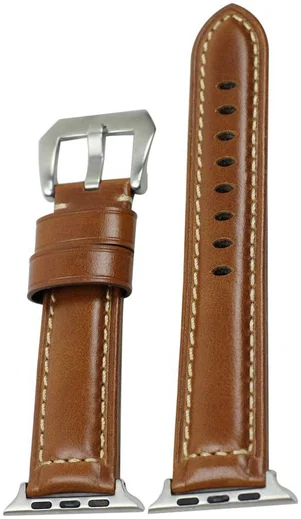 Apple Watch 45MM / 44MM / 42MM Bandje Duurzaam Echt Split Leer Bruin afbeelding 3