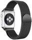 Geschikt voor Apple Watch 45MM / 44MM / 42MM Bandje Milanese RVS Zwart afbeelding 2