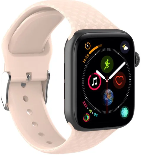 Apple Watch 41MM / 40MM / 38MM Bandje Siliconen met 3D Diamant Textuur Roze afbeelding 3