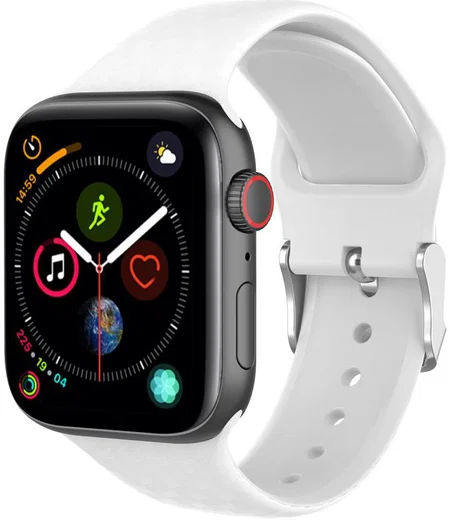 Apple Watch 41MM / 40MM / 38MM Bandje Siliconen met 3D Diamant Textuur Wit afbeelding 1