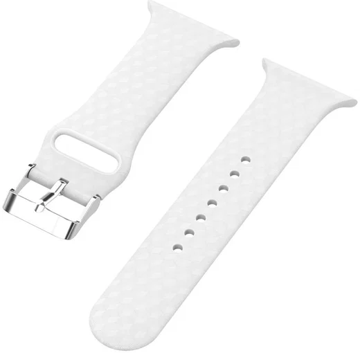 Apple Watch 41MM / 40MM / 38MM Bandje Siliconen met 3D Diamant Textuur Wit afbeelding 5