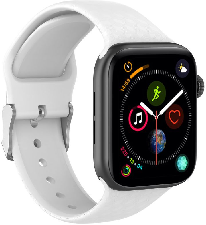 Apple Watch 41MM / 40MM / 38MM Bandje Siliconen met 3D Diamant Textuur Wit afbeelding 3