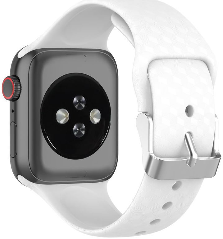 Apple Watch 41MM / 40MM / 38MM Bandje Siliconen met 3D Diamant Textuur Wit afbeelding 2