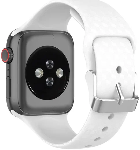 Apple Watch 41MM / 40MM / 38MM Bandje Siliconen met 3D Diamant Textuur Wit afbeelding 2