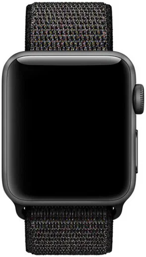 Apple Watch 45MM / 44MM / 42MM Bandje Nylon Klittenband Zwart afbeelding 2