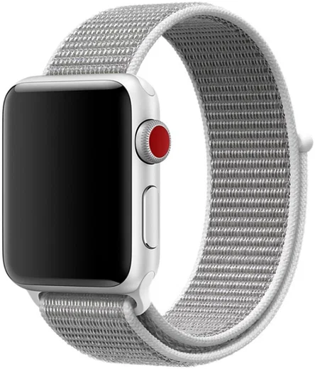 Apple Watch 45MM / 44MM / 42MM Bandje Nylon met Klittenband Grijs/Wit afbeelding 1