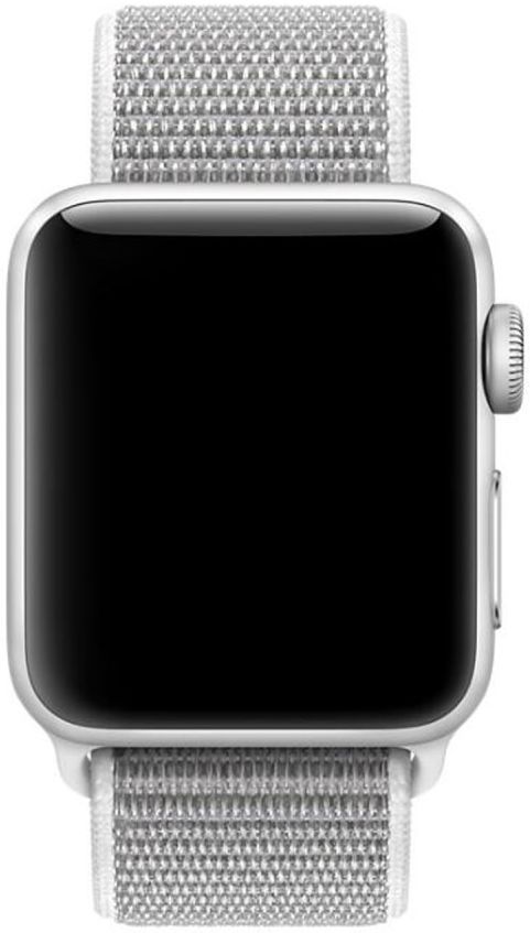 Apple Watch 45MM / 44MM / 42MM Bandje Nylon met Klittenband Grijs/Wit afbeelding 2