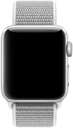 Apple Watch 45MM / 44MM / 42MM Bandje Nylon met Klittenband Grijs/Wit afbeelding 2