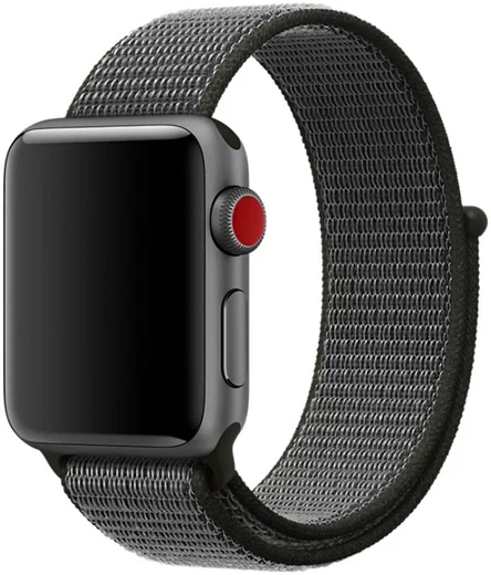 Apple Watch 45MM / 44MM / 42MM Bandje Nylon met Klittenband Grijs/Groen afbeelding 1