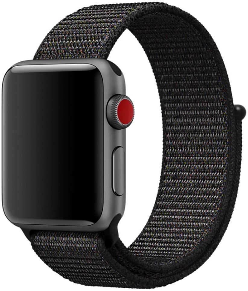 Apple Watch 41MM / 40MM / 38MM Bandje met Nylon Klittenband Zwart afbeelding 1