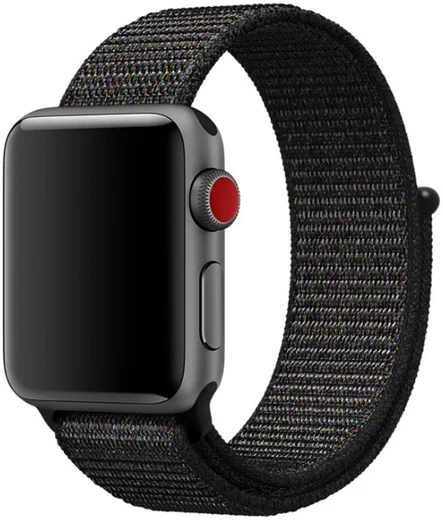 Apple Watch 41MM / 40MM / 38MM Bandje met Nylon Klittenband Zwart afbeelding 1