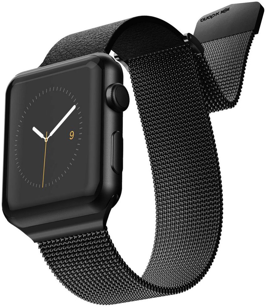 Raptic Hybrid Mesh Apple Watch 41MM / 40MM / 38MM Bandje RVS Kunstleer Zwart afbeelding 1