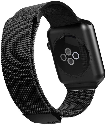 Raptic Hybrid Mesh Apple Watch 41MM / 40MM / 38MM Bandje RVS Kunstleer Zwart afbeelding 3