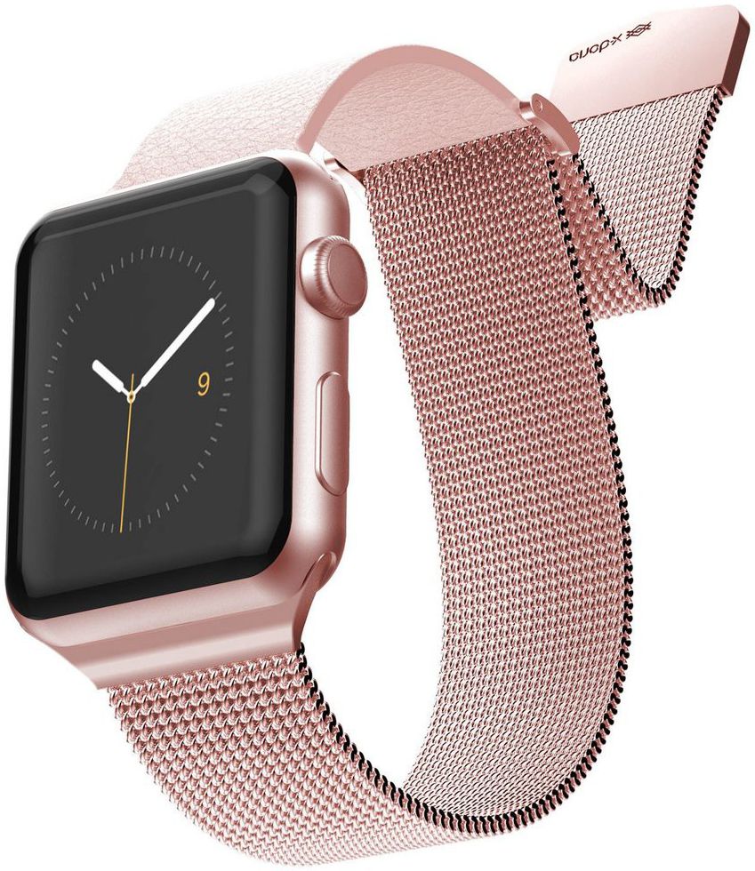 Raptic Hybrid Mesh Apple Watch 41MM / 40MM / 38MM Bandje RVS Kunstleer Roze afbeelding 1