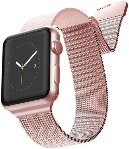 Raptic Hybrid Mesh Apple Watch 41MM / 40MM / 38MM Bandje RVS Kunstleer Roze afbeelding 1