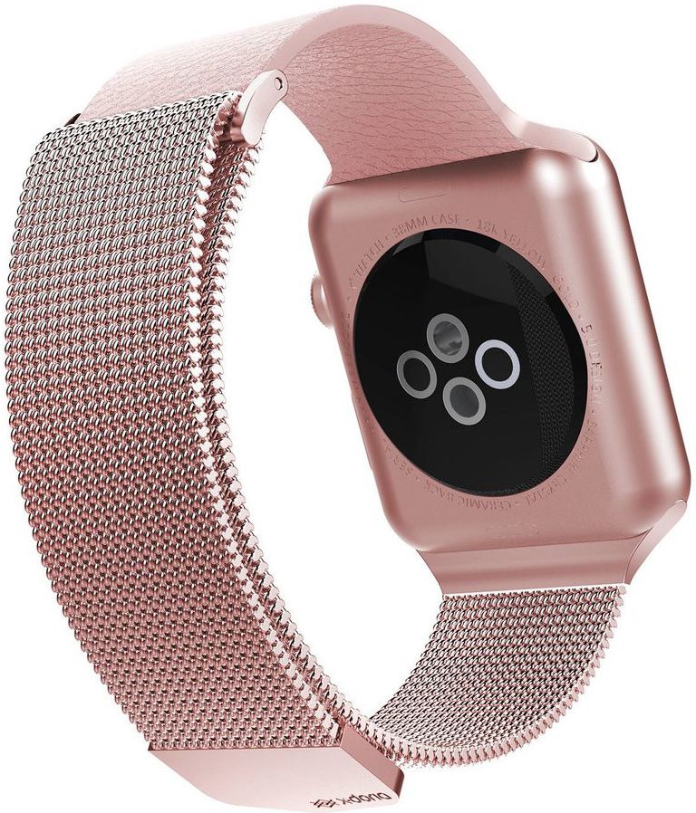 Raptic Hybrid Mesh Apple Watch 41MM / 40MM / 38MM Bandje RVS Kunstleer Roze afbeelding 3