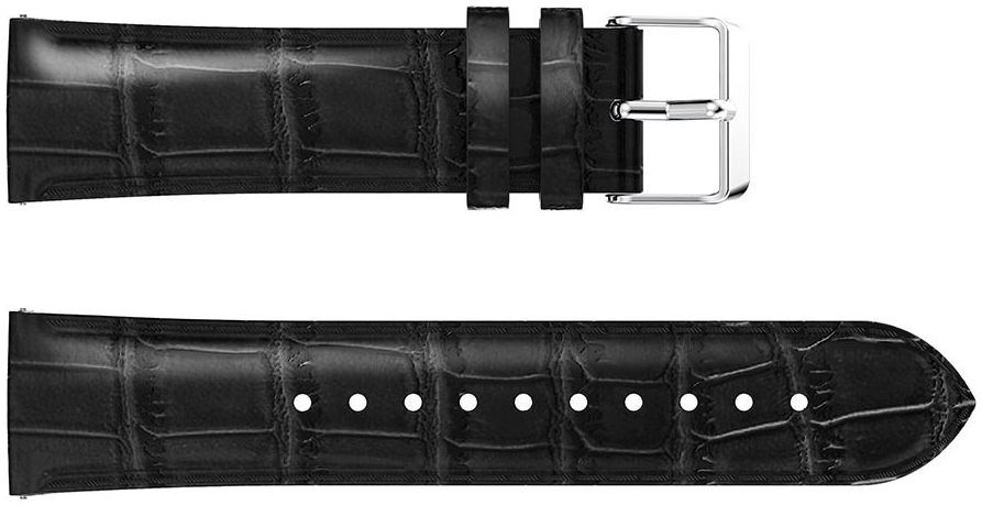 Universeel Smartwatch 20MM Bandje - Echt Leer met Krokodil Textuur - Zwart afbeelding 5