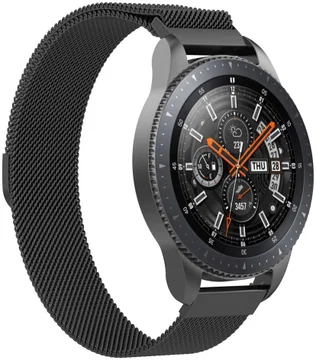 Universeel Smartwatch 22MM Bandje - Milanees - Roestvrij Staal - Zwart