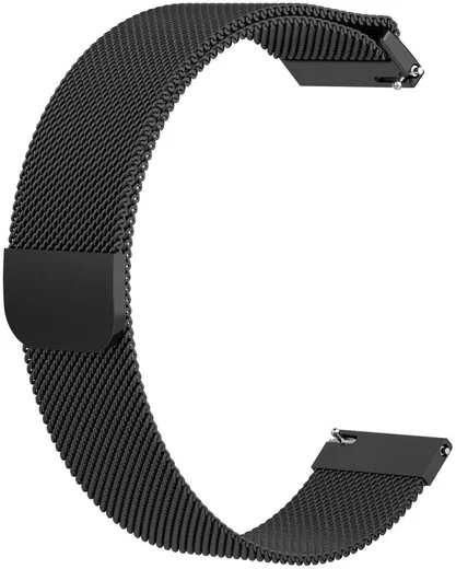 Universeel Smartwatch 22MM Bandje - Milanees - Roestvrij Staal - Zwart afbeelding 2