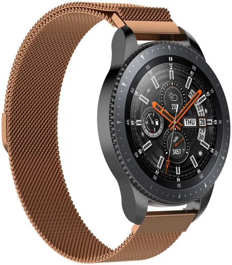 Universeel Smartwatch 22MM Bandje Milanese Roestvrij Staal Roze Goud afbeelding 1