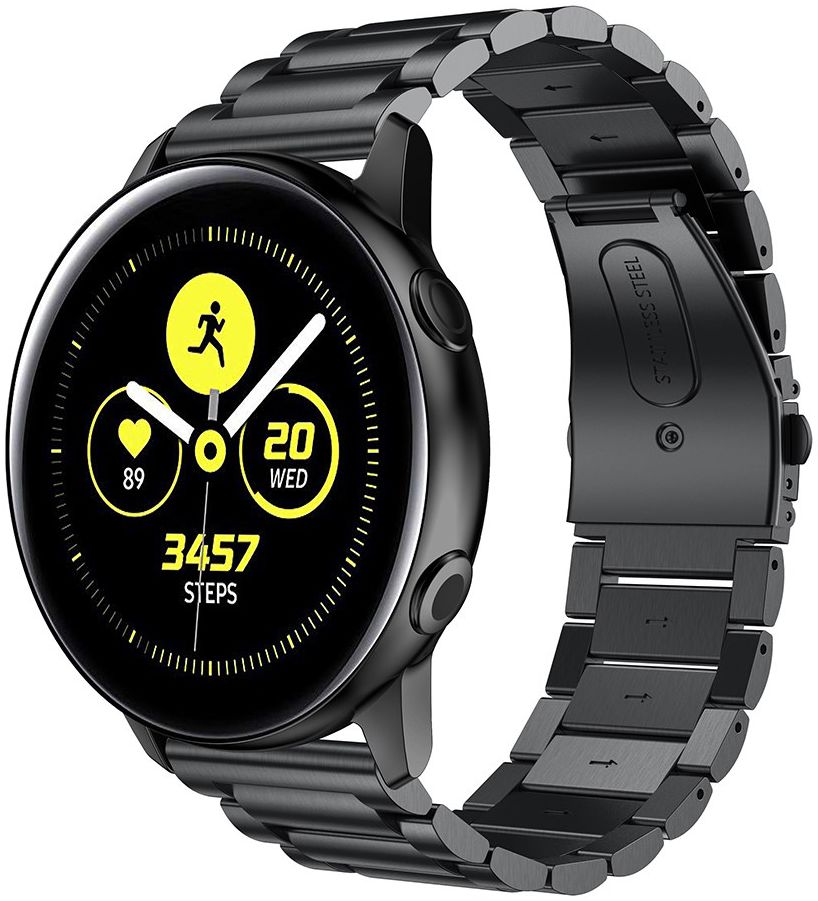 Universeel Smartwatch 20MM Bandje - Roestvrij Staal - met Schakels - Zwart afbeelding 1