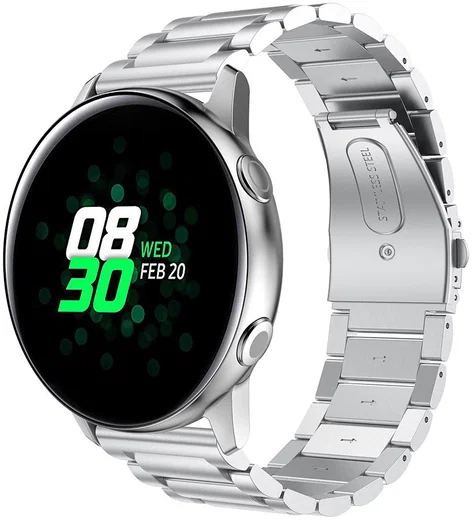 Universeel Smartwatch 20MM Bandje - Roestvrij Staal - met Schakels - Zilver afbeelding 1