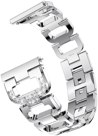 Universeel Smartwatch 20MM Bandje RVS met Diamant Design Zilver afbeelding 4