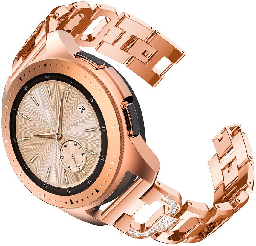 Universeel Smartwatch 20MM Bandje - RVS - met Diamant Design - Roze Goud afbeelding 1