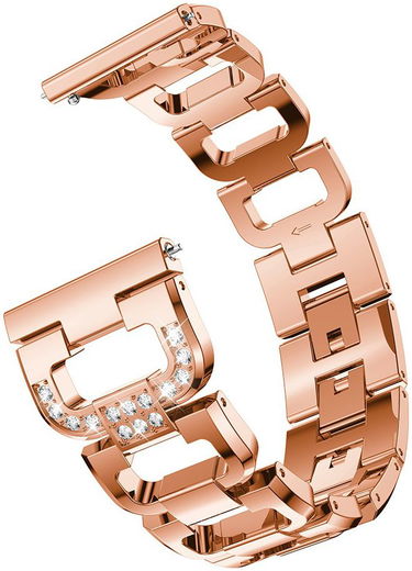 Universeel Smartwatch 20MM Bandje - RVS - met Diamant Design - Roze Goud afbeelding 4