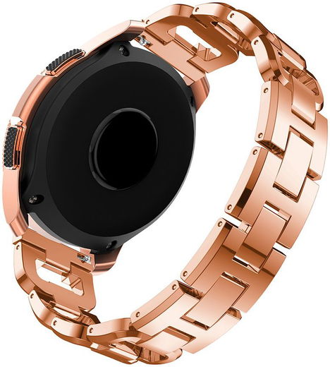 Universeel Smartwatch 20MM Bandje - RVS - met Diamant Design - Roze Goud afbeelding 2