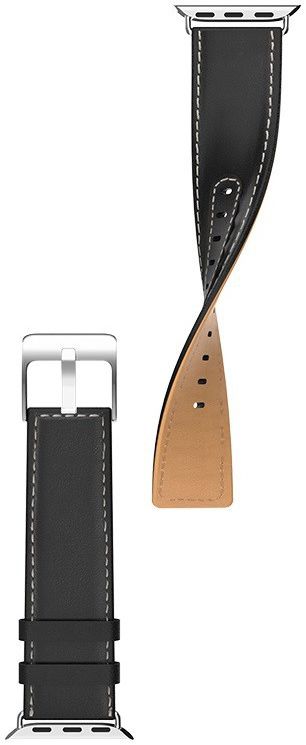 Hoco Duke Series Apple Watch 45MM / 44MM / 42MM Bandje Echt Leer Zwart afbeelding 4