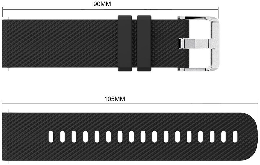 Universeel Smartwatch 20MM Bandje Siliconen met Gesp Sluiting Zwart afbeelding 3