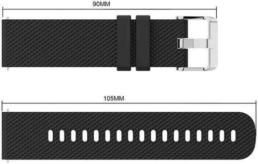 Universeel Smartwatch 20MM Bandje Siliconen met Gesp Sluiting Zwart afbeelding 3