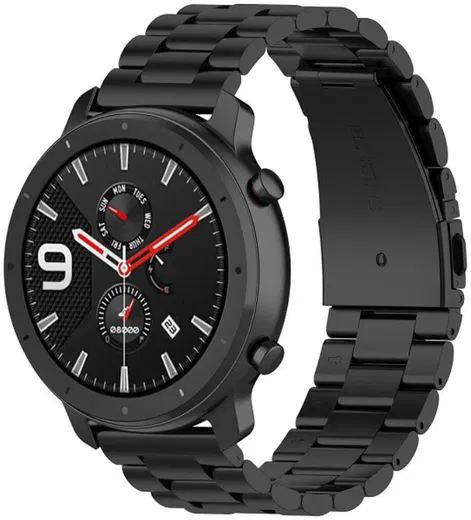 Universeel Smartwatch 20MM Bandje - Schakels Roestvrij Staal - Zwart afbeelding 1