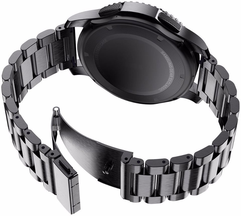 Universeel Smartwatch 20MM Bandje - Schakels Roestvrij Staal - Zwart afbeelding 5