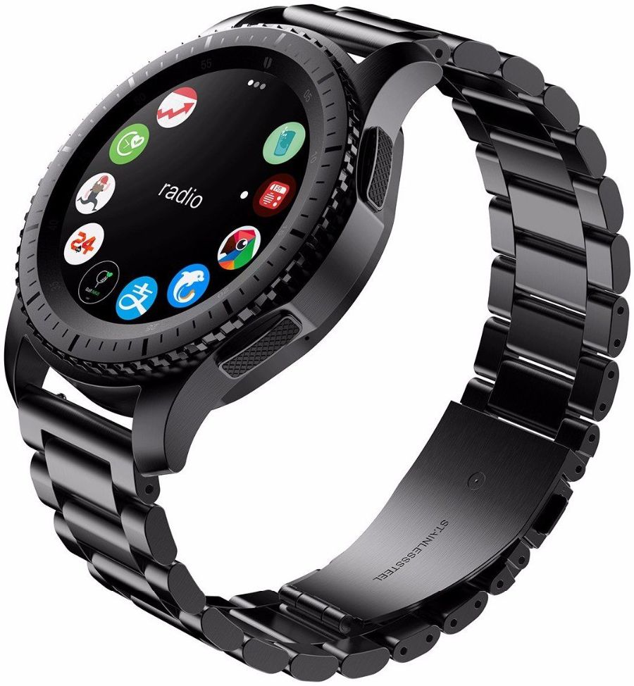 Universeel Smartwatch 20MM Bandje - Schakels Roestvrij Staal - Zwart afbeelding 3