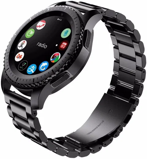 Universeel Smartwatch 20MM Bandje - Schakels Roestvrij Staal - Zwart afbeelding 3