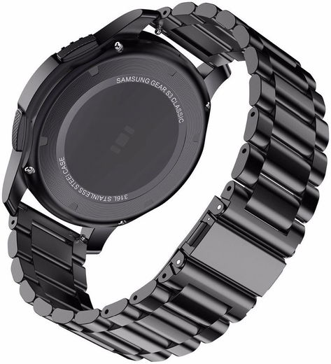 Universeel Smartwatch 20MM Bandje - Schakels Roestvrij Staal - Zwart afbeelding 4