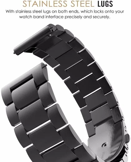 Universeel Smartwatch 20MM Bandje - Schakels Roestvrij Staal - Zwart afbeelding 11
