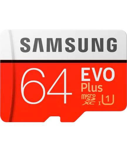 Samsung EVO Plus MicroSDXC memorycard met Adapter 64GB Rood afbeelding 1