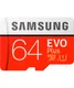 Samsung EVO Plus MicroSDXC memorycard met Adapter 64GB Rood afbeelding 1