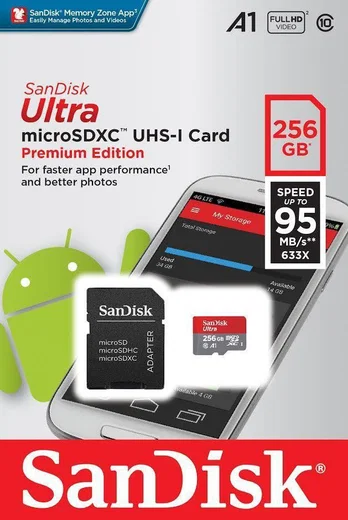 Sandisk Ultra MicroSD kaart 256GB A1 Class 10 afbeelding 2