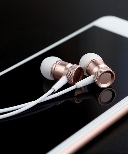 Rock Mula In-Ear Oortjes Telefoon / Smartphone Headset Roze Goud afbeelding 2