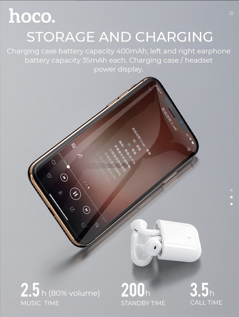 Hoco ES26 Plus True Wireless Headset met Oplaadhoesje Wit afbeelding 15
