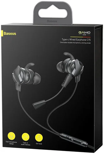 Baseus Gamo H15 Universele USB-C Oordopjes met Microfoon Zwart afbeelding 12