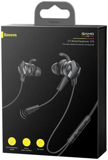 Baseus Gamo H15 Universele 3.5mm Jack Oordopjes met Microfoon Zwart afbeelding 12