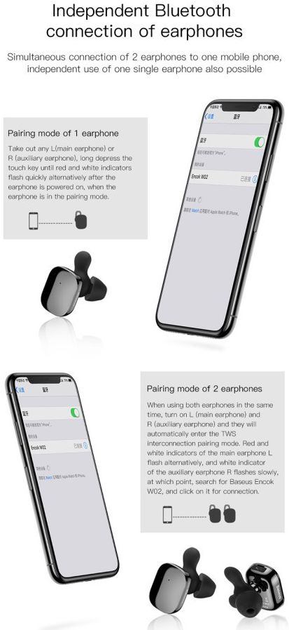 Baseus Encok W02 True Wireless Headset Zwart afbeelding 7