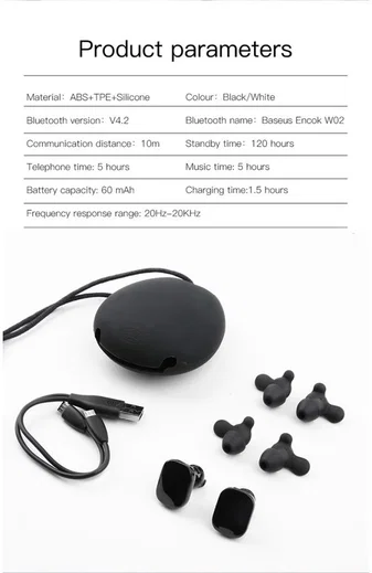 Baseus Encok W02 True Wireless Headset Zwart afbeelding 8